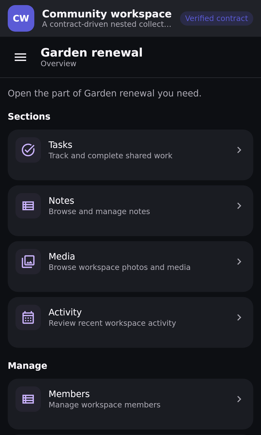 Dynamic apps Context workspace menu: Synthetic visual QA